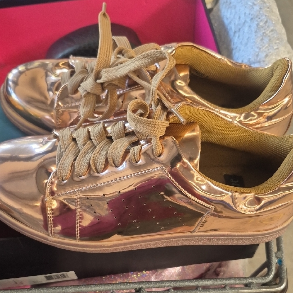 N.Y.L.A. Shiny Rose Gold Sneakers